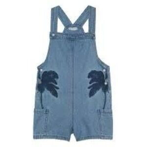 NWT Stella McCartney Kids Girl Embroidered Palms Denim Overalls  Size 8